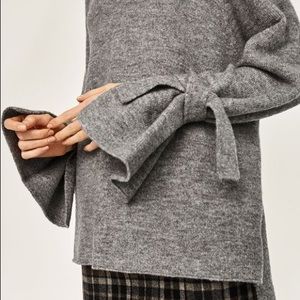 Zara knit grey tie sleeve sweater